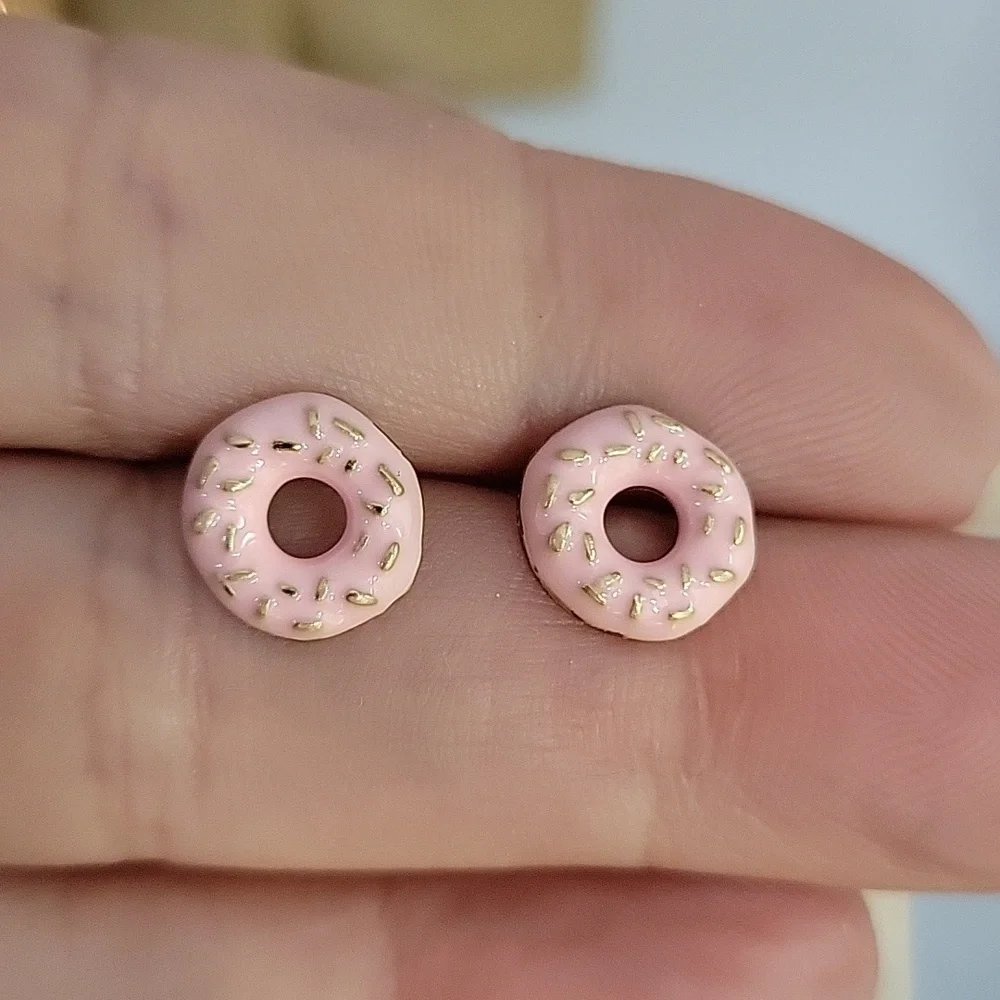 Frosted Donut Stud Earrings - Picture 5 of 6
